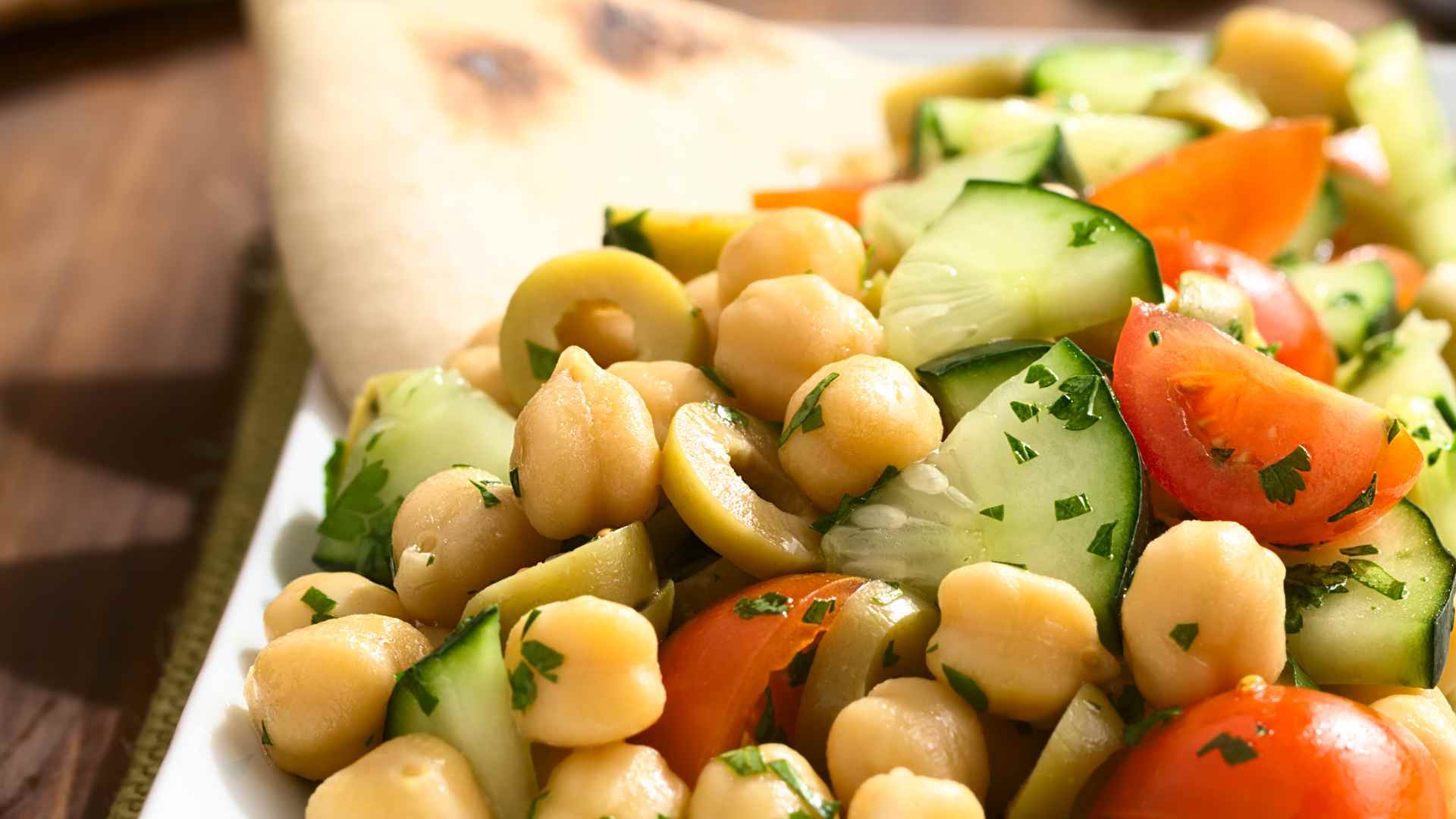 Mediterranean Chickpea Salad with Roasted Egg Plant