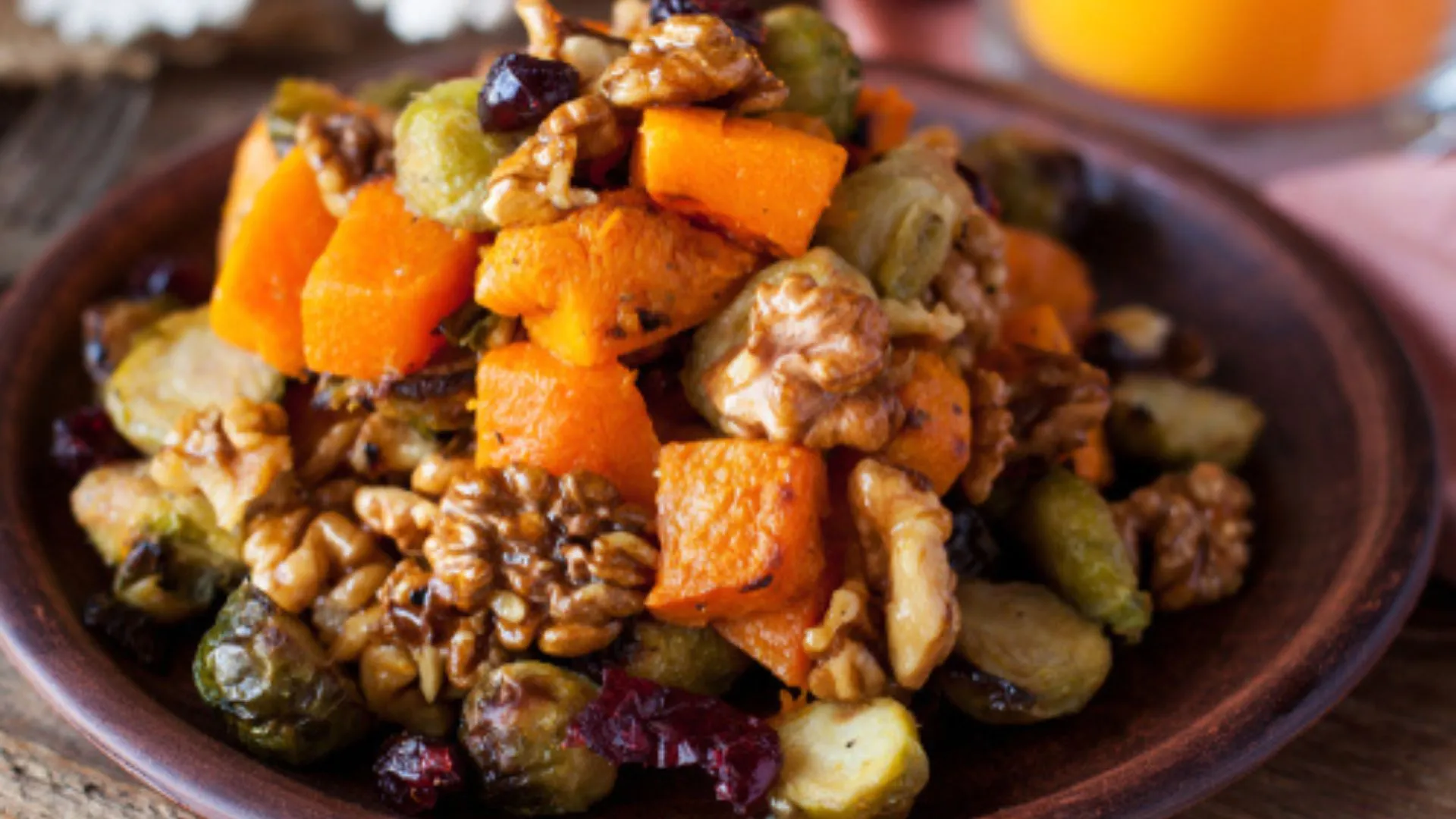 Cinnamon Butternut Squash with Pecans and Cranberries